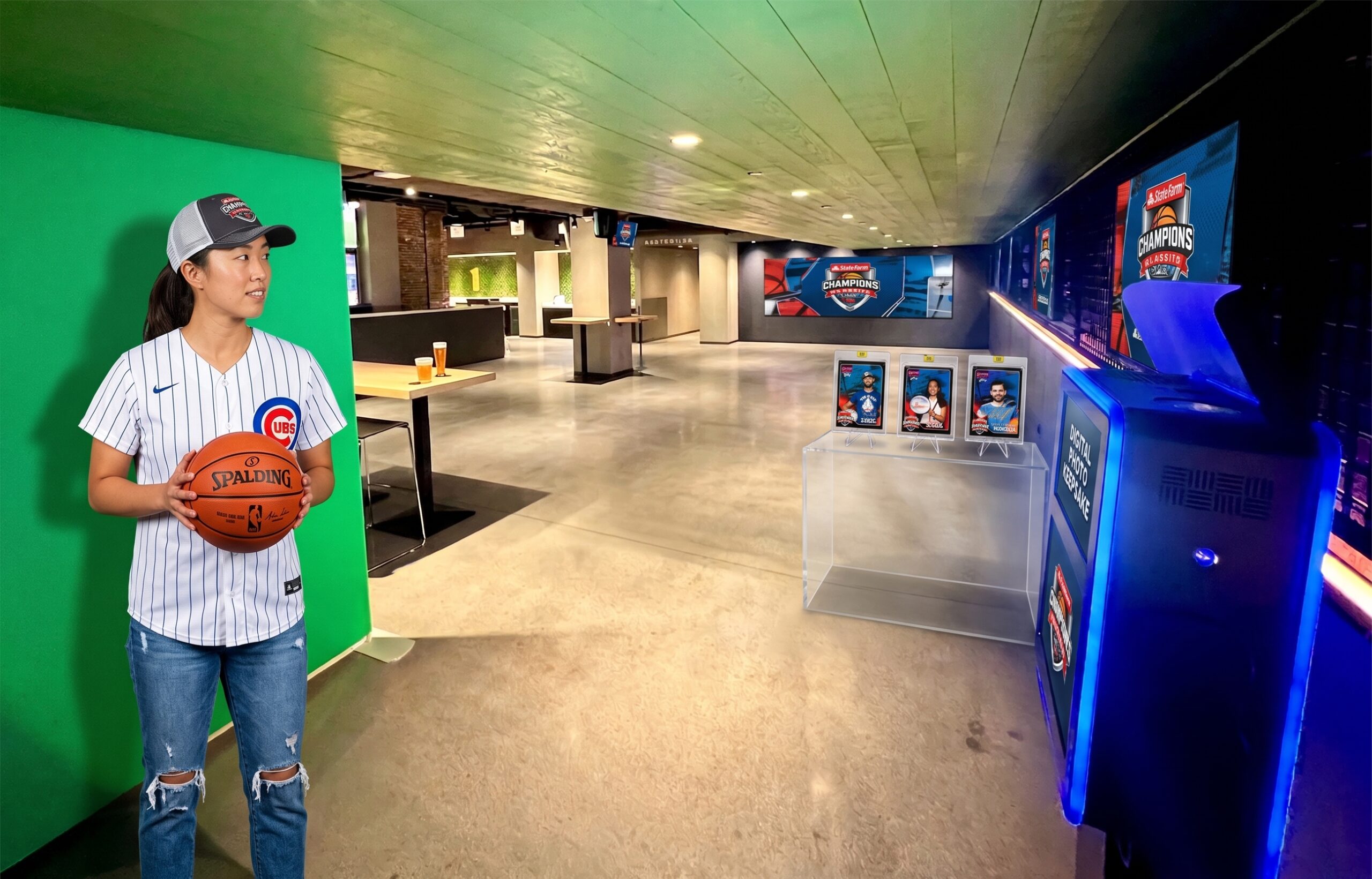 Live trading card creation activation setup at an event
