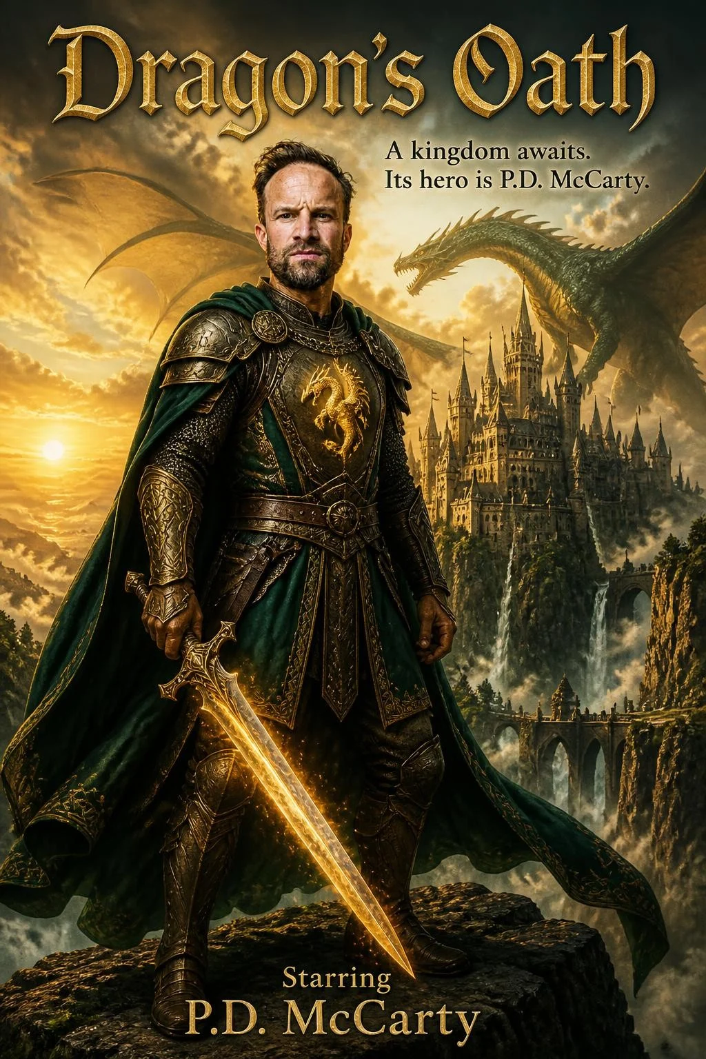 AI fantasy epic movie poster with the guest as a legendary hero